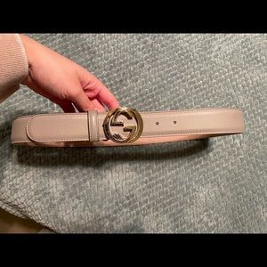 Authentic Gucci Belt Grey with Gold Hardware